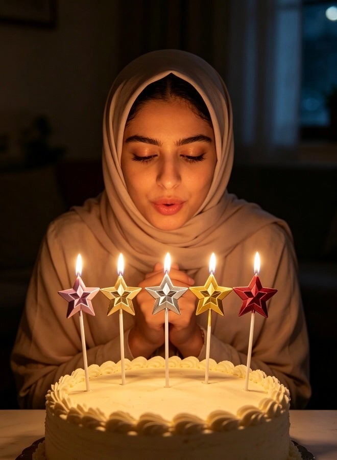 5 Pack Star Shaped Birthday Candles Creative 3D Candle Romantic Cake Decoration Supplies Multicolor Cake Topper Candles for Birthday Party Wedding - Image 4