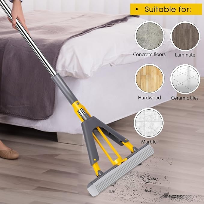 Deoxys Mops for Cleaning Floors Squeeze Selfdraining Collodion Mop Floor Tiles Spin Household Cleaning Tools to Clean Walls and Ceilings Floor - Image 5