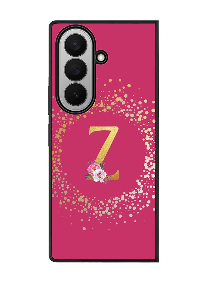 Stylizedd For Samsung Galaxy Z Fold7 Case,Slim fit Camera Protection, Shockproof Thin Phone cover  - Custom Monogram Floral - Z ( Deep Pink )