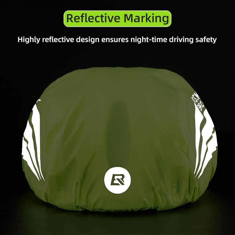 ROCKBROS Waterproof Reflective Bike Helmet Cover - Green - Image 4