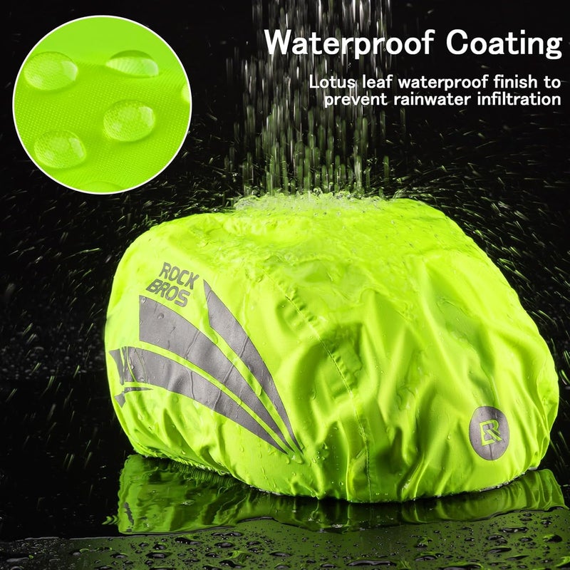 ROCKBROS Waterproof Reflective Bike Helmet Cover - Green - Image 2