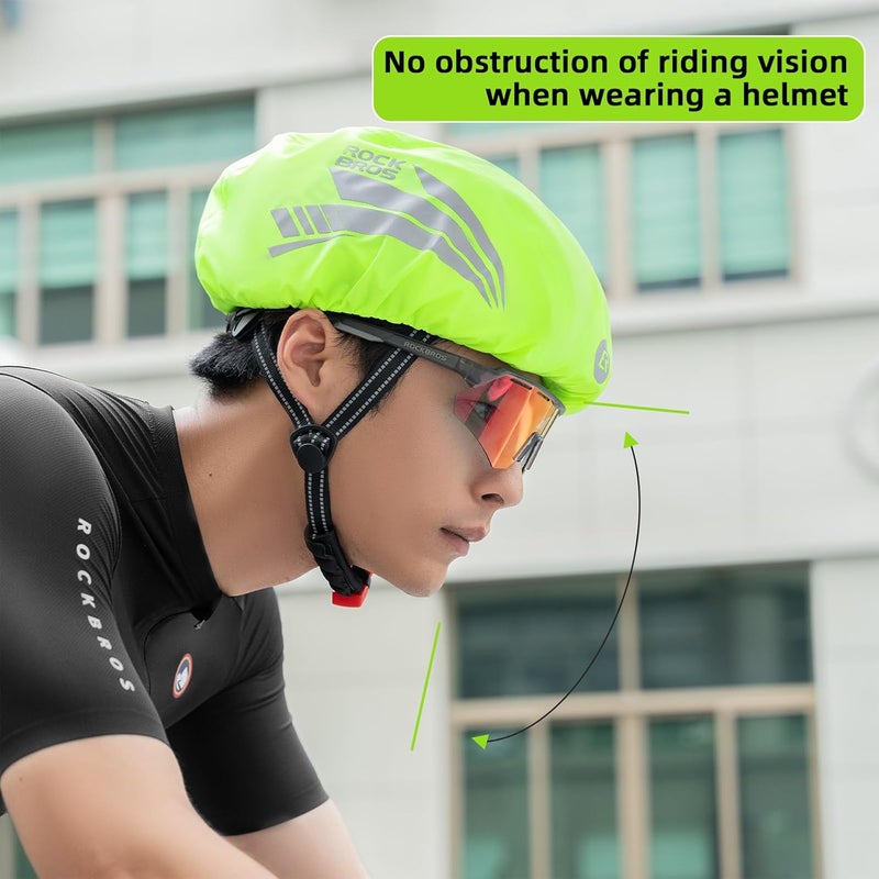 ROCKBROS Waterproof Reflective Bike Helmet Cover - Green - Image 5