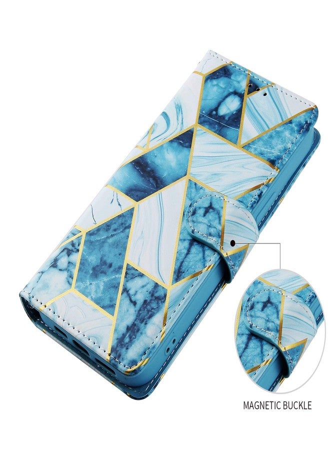 أسو ويش جراب محفظة متوافق مع سامسونج جالاكسي S22 5G من أسويش، مع واقي شاشة من الزجاج المقوى، وحامل بطاقات قابل للطي من الجلد، وحامل مدمج، وغطاء هاتف مزود بمسند، مناسب للرجال والنساء، باللون الأزرق. - Image 5