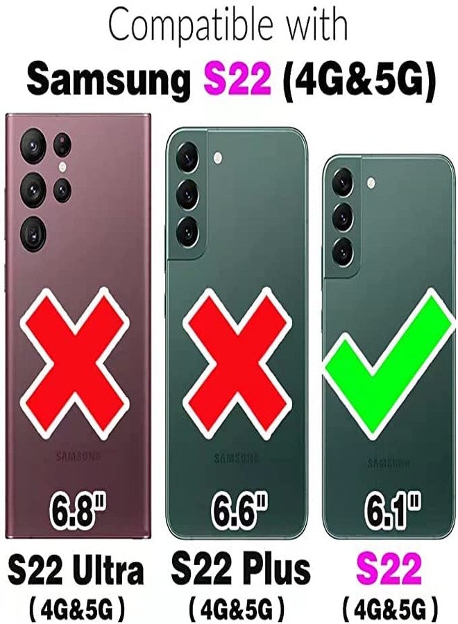 أسو ويش جراب محفظة متوافق مع سامسونج جالاكسي S22 5G من أسويش، مع واقي شاشة من الزجاج المقوى، وحامل بطاقات قابل للطي من الجلد، وحامل مدمج، وغطاء هاتف مزود بمسند، مناسب للرجال والنساء، باللون الأزرق. - Image 2