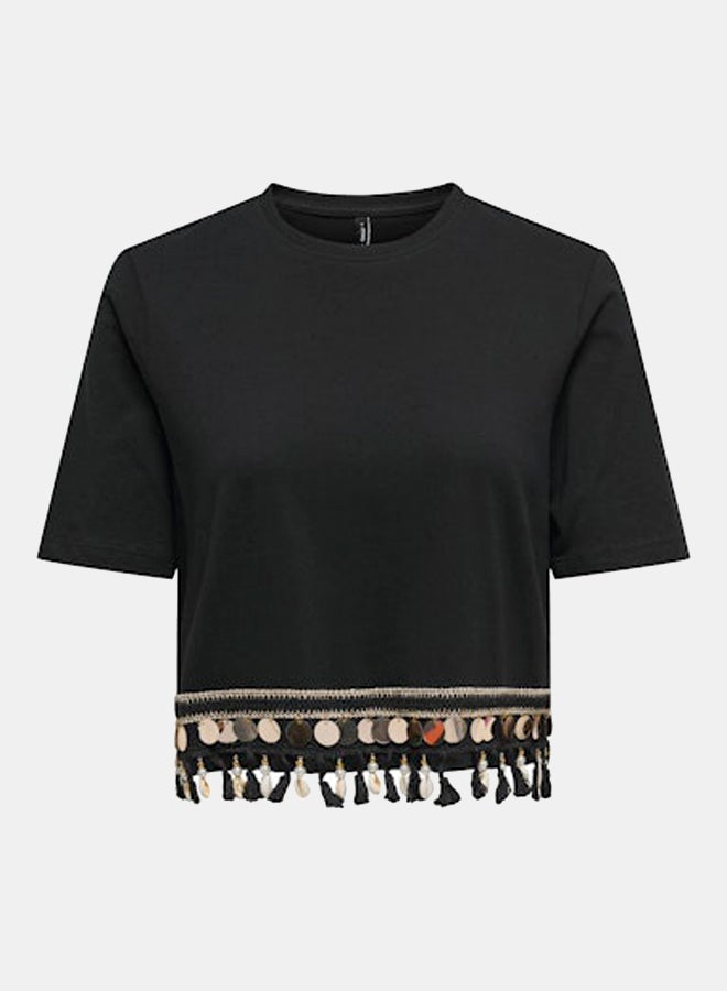 ONLY Womens Filippa Life Shortsleeve Tassel Top Juniors - Image 5