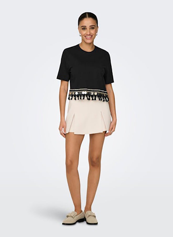 ONLY Womens Filippa Life Shortsleeve Tassel Top Juniors - Image 1