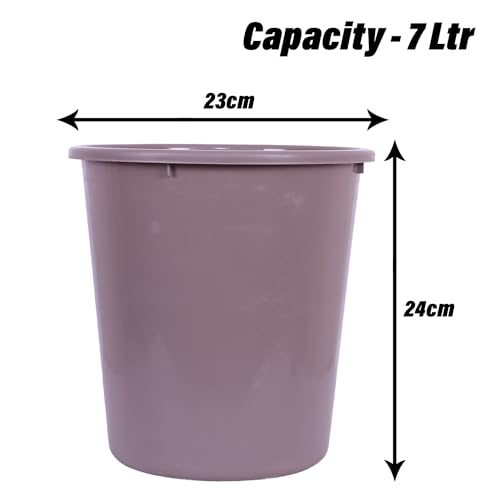 Kuber Industries Plastic Garbage Open Dustbin | Dustbin For Kitchen, Bathroom, Office| Plain Sada | 7 LTR | 066 | Beige - Image 3