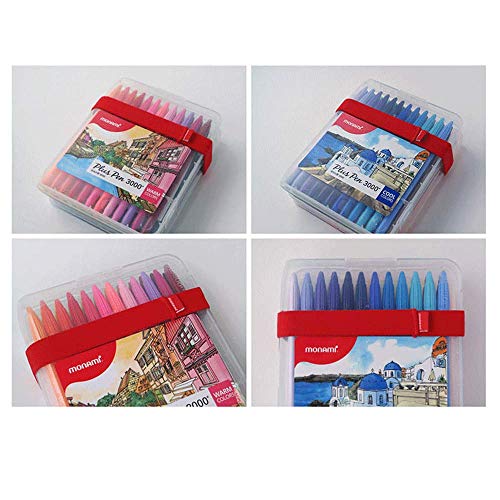 Monami أقلام مونا مي بلس 3000 أقلام فلوماستر، نقطة رفيعة (0.4 مم)، تلوين/رسم/تدوين، ألوان متنوعة، عبوة 48 قلم - Image 2