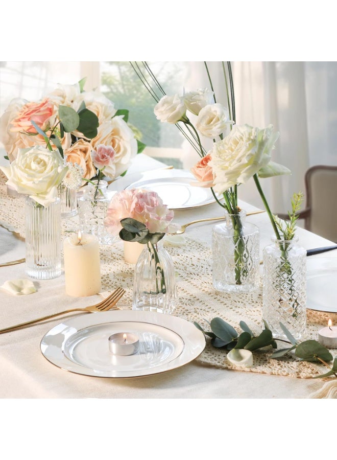 Y&D طقم مزهريات زجاجية Y&D عدد 12، مزهريات صغيرة شفافة بالجملة، مزهرية زهور صغيرة لمراكز الزينة، زجاجة عتيقة لتزيين الطاولات، ديكور زفاف، استقبال، منزل (شفاف) - Image 2