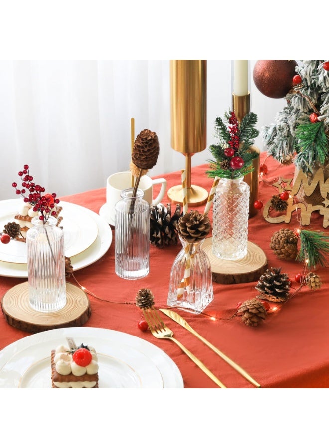 Y&D طقم مزهريات زجاجية Y&D عدد 12، مزهريات صغيرة شفافة بالجملة، مزهرية زهور صغيرة لمراكز الزينة، زجاجة عتيقة لتزيين الطاولات، ديكور زفاف، استقبال، منزل (شفاف) - Image 5