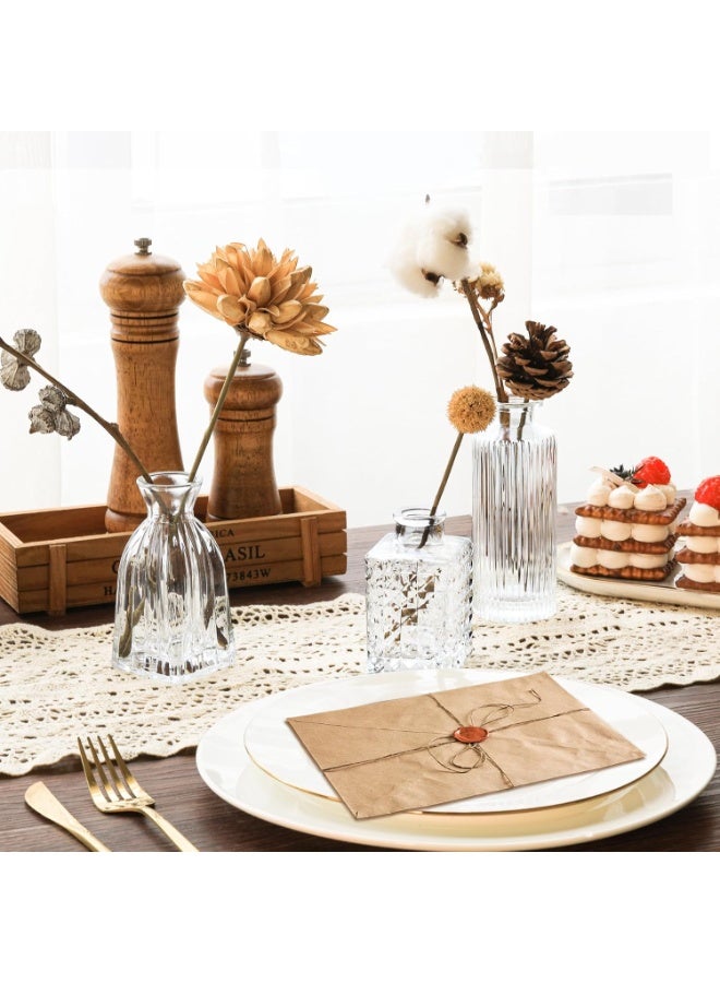 Y&D طقم مزهريات زجاجية Y&D عدد 12، مزهريات صغيرة شفافة بالجملة، مزهرية زهور صغيرة لمراكز الزينة، زجاجة عتيقة لتزيين الطاولات، ديكور زفاف، استقبال، منزل (شفاف) - Image 3