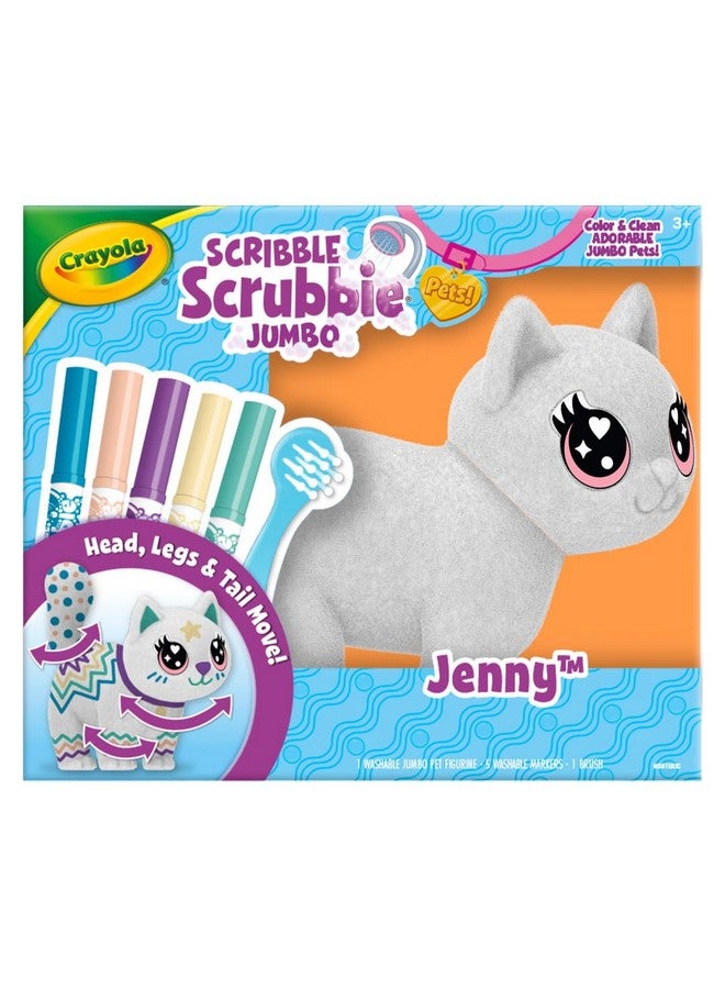 Crayola Scribble Scrubbie Jumbo, Large Posable Animal Toy Cat for Girls & Boys, 6 Inches, Animal Grooming Toy, Gift for Kids - Image 2