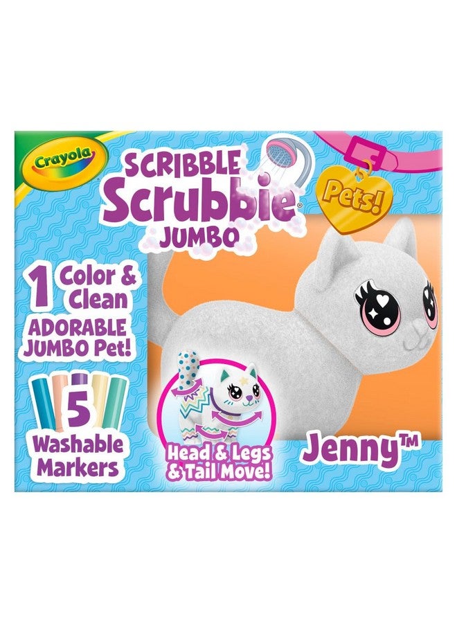 Crayola Scribble Scrubbie Jumbo, Large Posable Animal Toy Cat for Girls & Boys, 6 Inches, Animal Grooming Toy, Gift for Kids - Image 1
