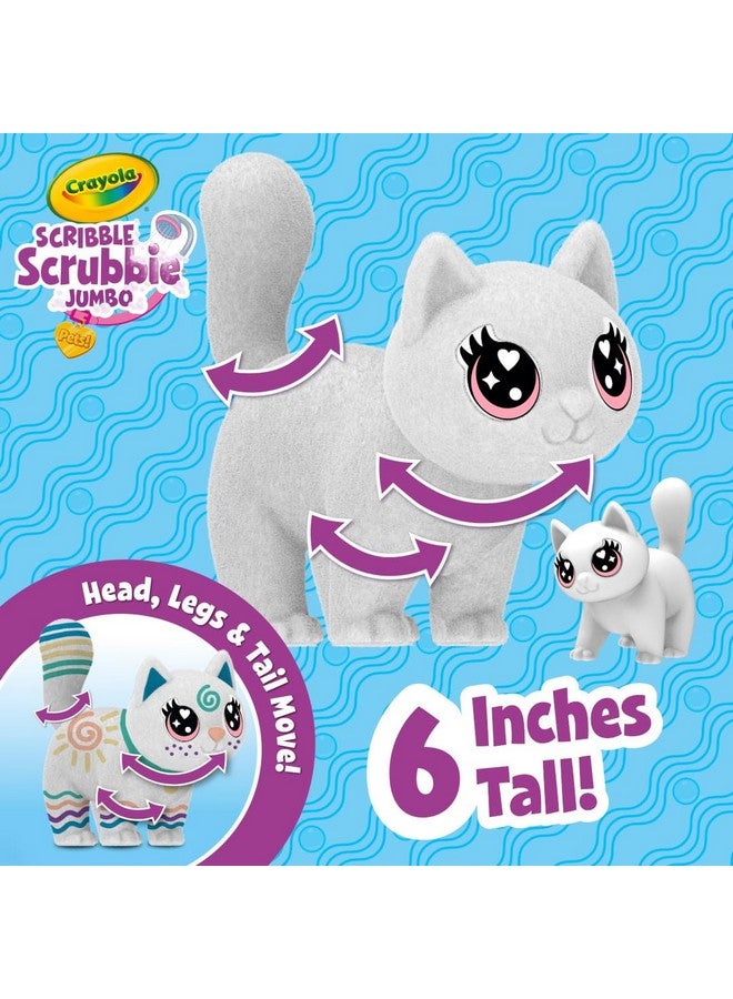Crayola Scribble Scrubbie Jumbo, Large Posable Animal Toy Cat for Girls & Boys, 6 Inches, Animal Grooming Toy, Gift for Kids - Image 4