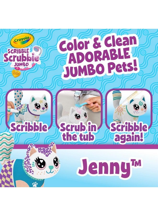 Crayola Scribble Scrubbie Jumbo, Large Posable Animal Toy Cat for Girls & Boys, 6 Inches, Animal Grooming Toy, Gift for Kids - Image 5
