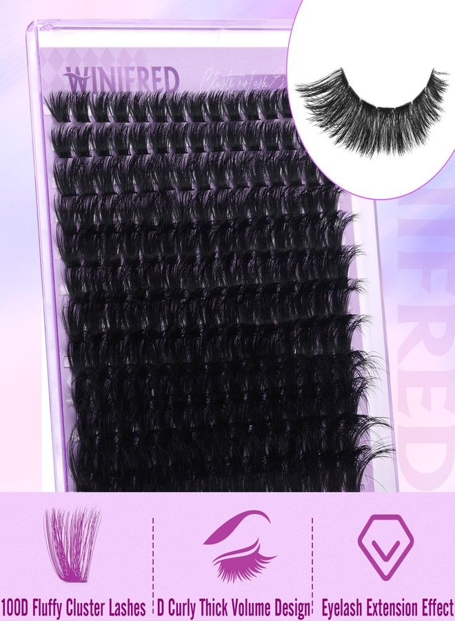 Winifred Lash Clusters Eyelash Extension Thick Volume Individual Lashes 100D Lash Extension 18mm D Curvature Clusters Lashes Mink Lash Cluster DIY Extension Eyelash (180pcs) - Image 5