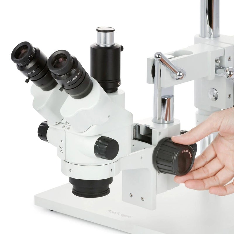 AmScope AmScope  35X45X SimulFocal Stereo Lockable Zoom Microscope on Dual Arm Boom Stand  SM4NTPX - Image 2