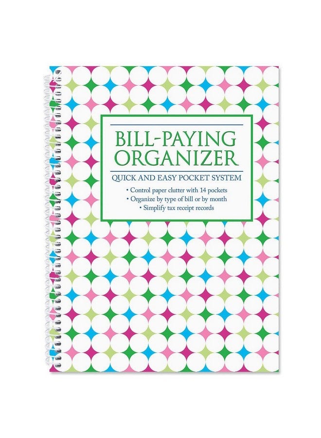 Current Neon Brights Bill Paying Organizer Book - Personal Account Book, 9" By 12 Inch, Spiral-Bound, 14 Pockets, 32 Label Stickers, Bill Tracking  - Image 1