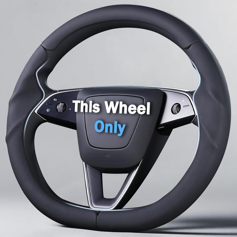 Aotoyou غطاء عجلة القيادة لطراز تسلا Model 3 من عام 2024 حتى الآن، موديلات Highland/Tesla Model Y Juniper لعام 2025 حتى الآن، غطاء عجلة قيادة من الجلد لطراز تسلا Model 3 موديلات Highland/Y Juniper، لون أسود - Image 1
