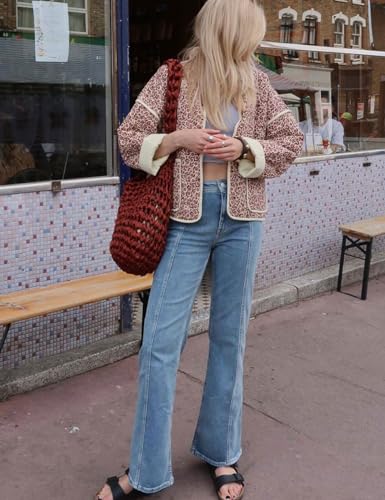 Yimoon Women's Cropped Puffer Quilted Jacket Vintage Floral Print Open Front Lightweight Short Jacket Outwear - Image 3