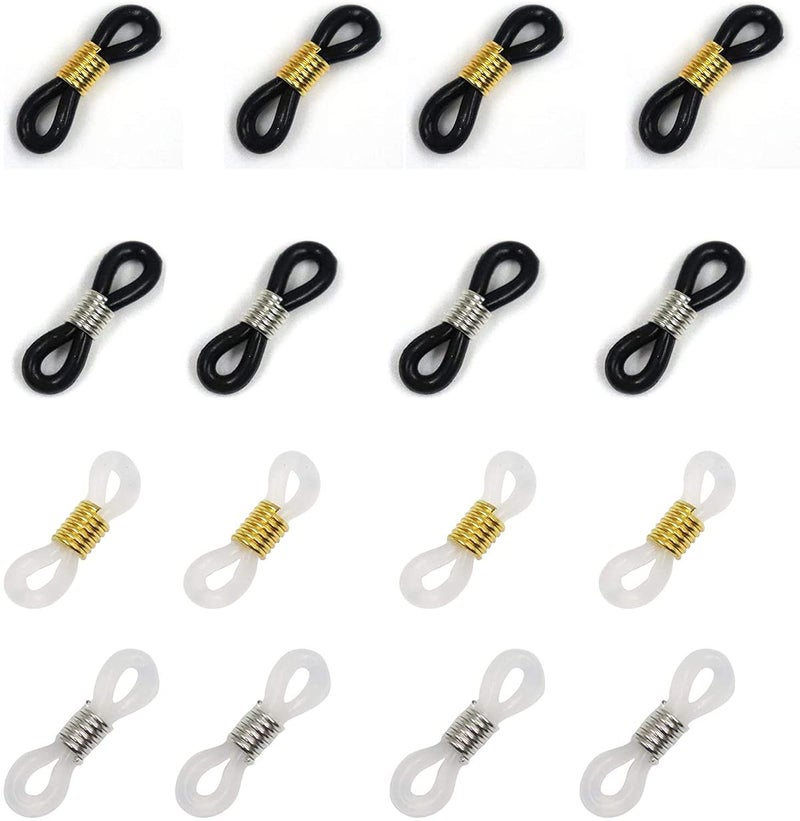 DELFINO Eyeglasses Chain Ends, Anti Slip Silicone Spring Rubber Connector Holder Retainer for Eyeglass Sunglasses Necklace Chain Adult Accessories 16 Pcs