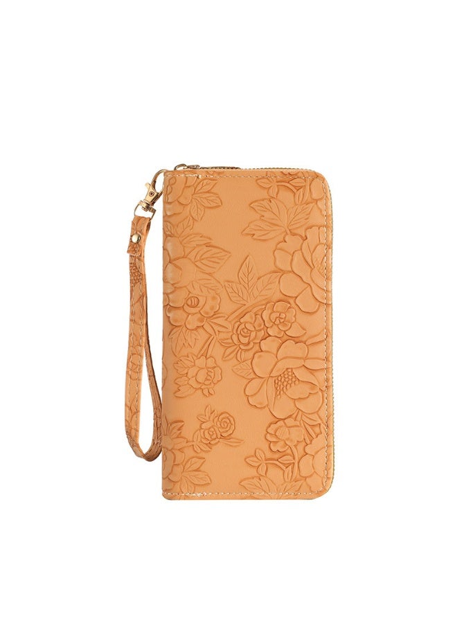 Minimalist fashion pattern long zipper wallet, specially designed for women, credit card wallet, with ID window, ladies' clutch bag, large capacity with multiple card slots.  - Image 1