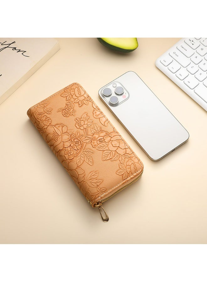 Minimalist fashion pattern long zipper wallet, specially designed for women, credit card wallet, with ID window, ladies' clutch bag, large capacity with multiple card slots.  - Image 2