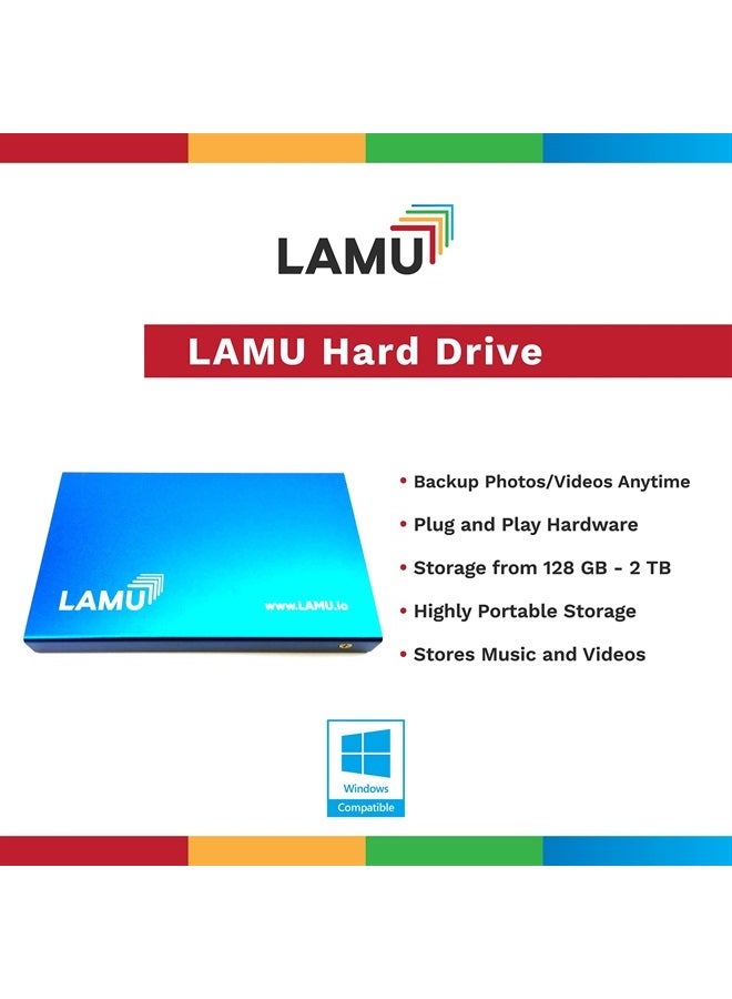 LAMU Photo Organizer 1TB - Digital Picture Manager for Windows - Software Included to Easily Organize Your Photos and Videos - Digital Photo Storage - 1 Terabytes (Sky Blue)