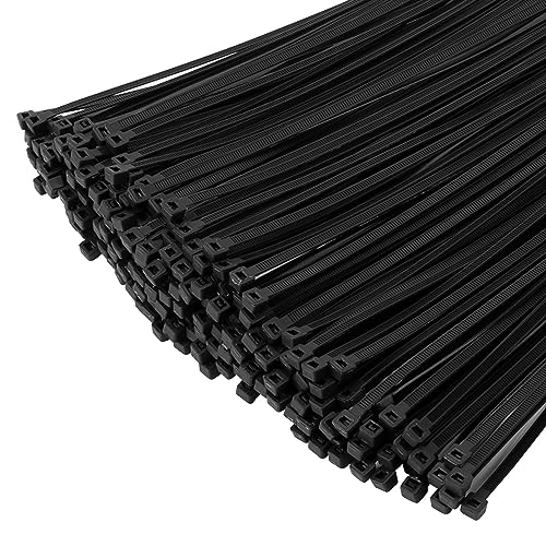 XINGO 1000 PCS Black Zip Ties 12 Inch, 60 LBS Tensile Strength, Self-Locking Nylon Plastic Nylon PA66 Wire Ties for Indoor and Outdoor Use - Image 1