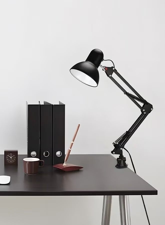 FUOE Adjustable Gooseneck Table Lamp Black Metal Desk Lamp With Interchangeable Base And Clamp Base - Image 2