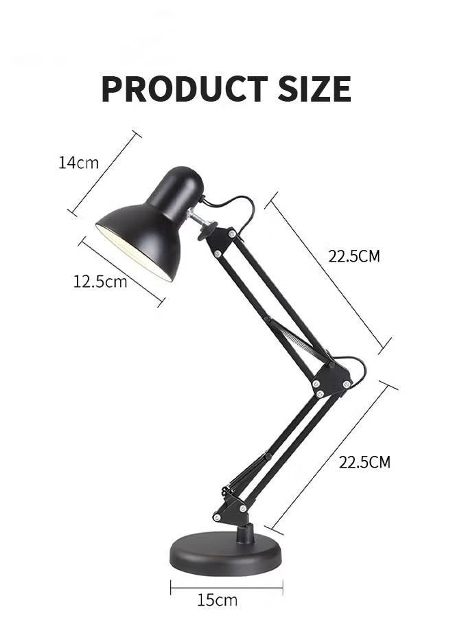 FUOE Adjustable Gooseneck Table Lamp Black Metal Desk Lamp With Interchangeable Base And Clamp Base - Image 5