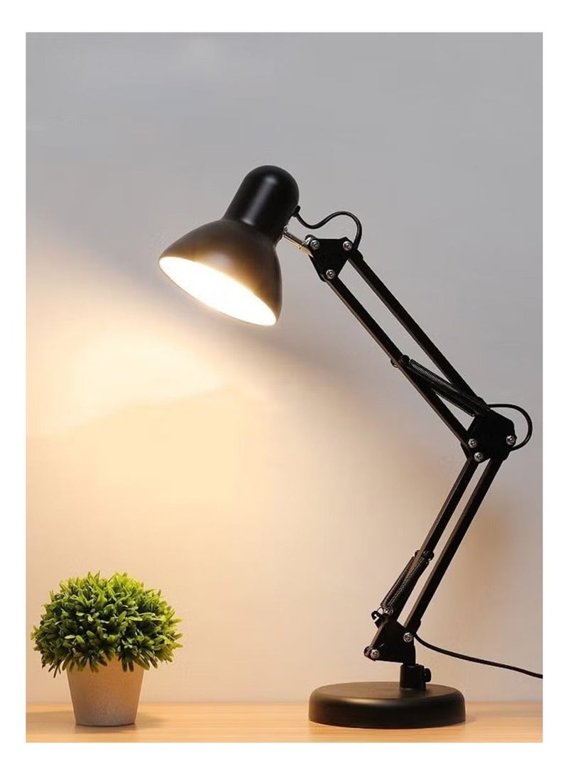 FUOE Adjustable Gooseneck Table Lamp Black Metal Desk Lamp With Interchangeable Base And Clamp Base - Image 1