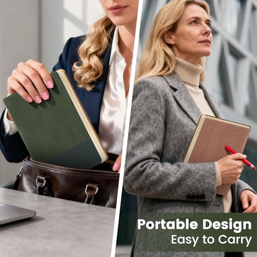 TSFPapier Dotted Journal Notebook Soft Cover PU Leather Journaling Notebooks for Women Men Writing Work Office School 160 Pages 100 GSM Thick Paper A5 Dotted 80 Sheets 5.79"x8.27", Dark Green - Image 2