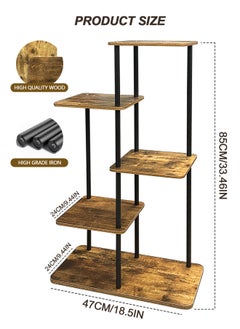 Generic Plant Stand  Multiple Flower Planter Pot Holder Shelf Rack Display for Patio Garden Corner Balcony Living Room (5Tier, Black+Mocha Brown)  - Image 4