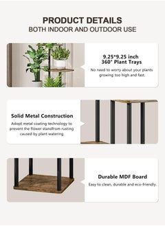 Generic Plant Stand  Multiple Flower Planter Pot Holder Shelf Rack Display for Patio Garden Corner Balcony Living Room (5Tier, Black+Mocha Brown)  - Image 5