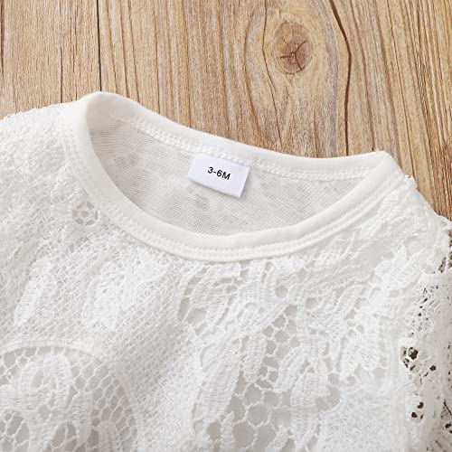 Yvowming Baby Girl Clothes Outfits Toddler Infant Baby Romper Top+Jeans Clothing Set (White 2, 0-3 Months) - Image 4