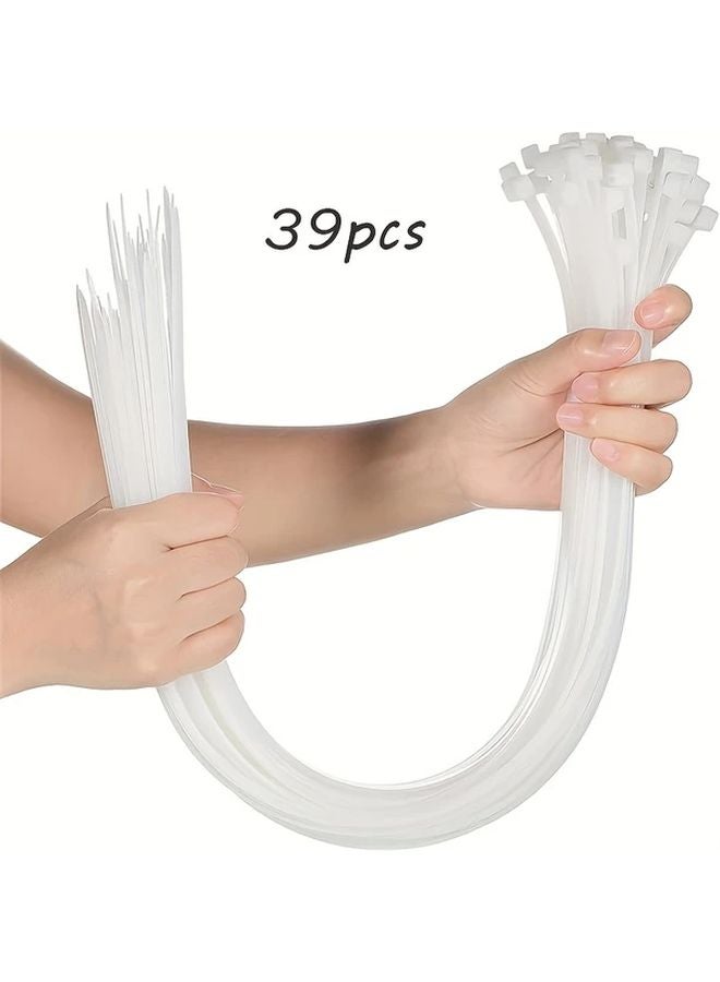 20 Inch 39 Pcs White Heavy Duty Zip Ties 200lbs Capacity For Indoor Outdoor Use - Image 1