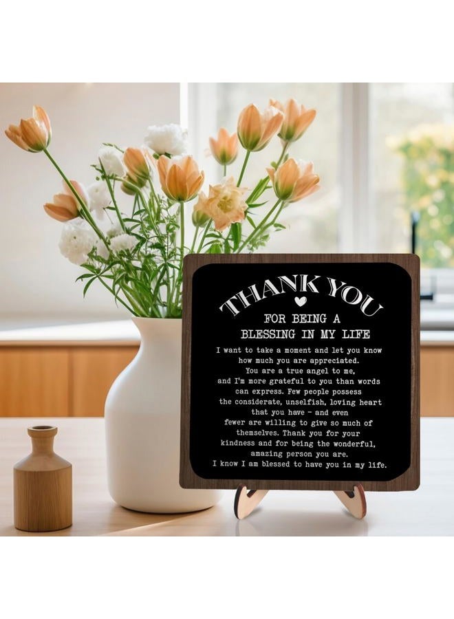DMADNF Thank You Gifts for Women Men, Appreciation Gifts for Friends, Coworker Leaving Gift, Home Office Decor Wooden Plaque Sign 5.9 x 5.9Inch-Thank You for Being A Blessing in My Life (Black+Brown) - Image 5