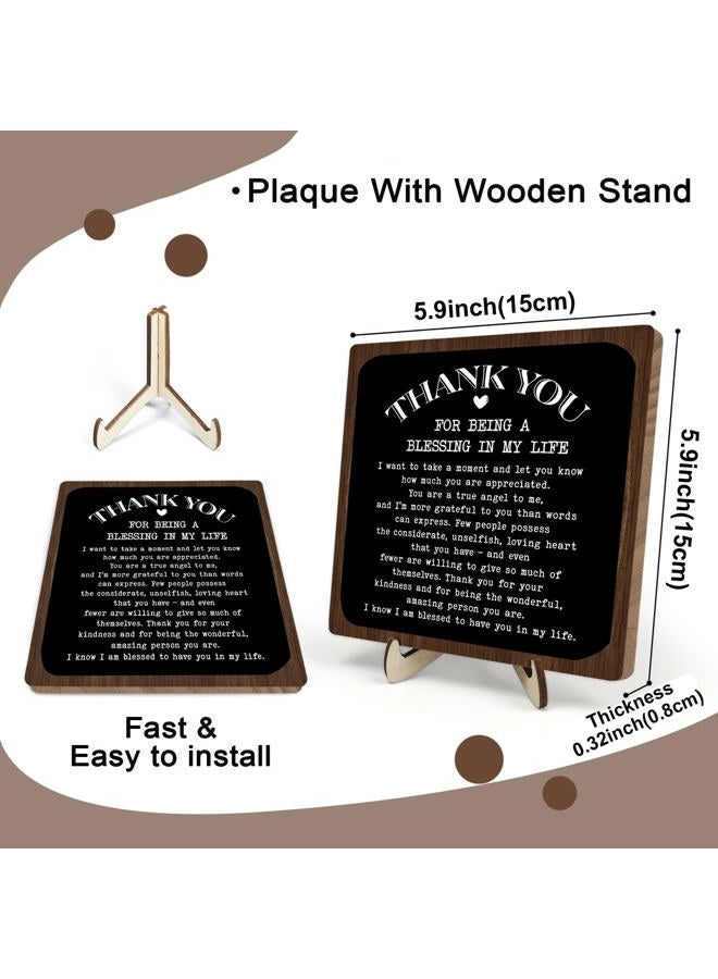 DMADNF Thank You Gifts for Women Men, Appreciation Gifts for Friends, Coworker Leaving Gift, Home Office Decor Wooden Plaque Sign 5.9 x 5.9Inch-Thank You for Being A Blessing in My Life (Black+Brown) - Image 2