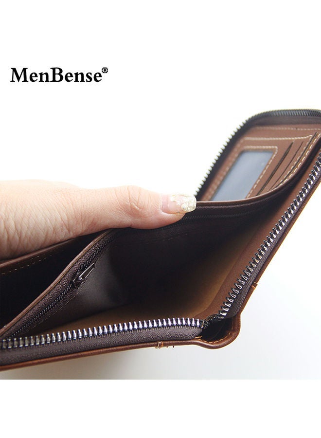 MenBense Casual Leather Men's Bifold Short Wallet Card Holder Certificate Zipper Money Bag for Business Commute - Image 4