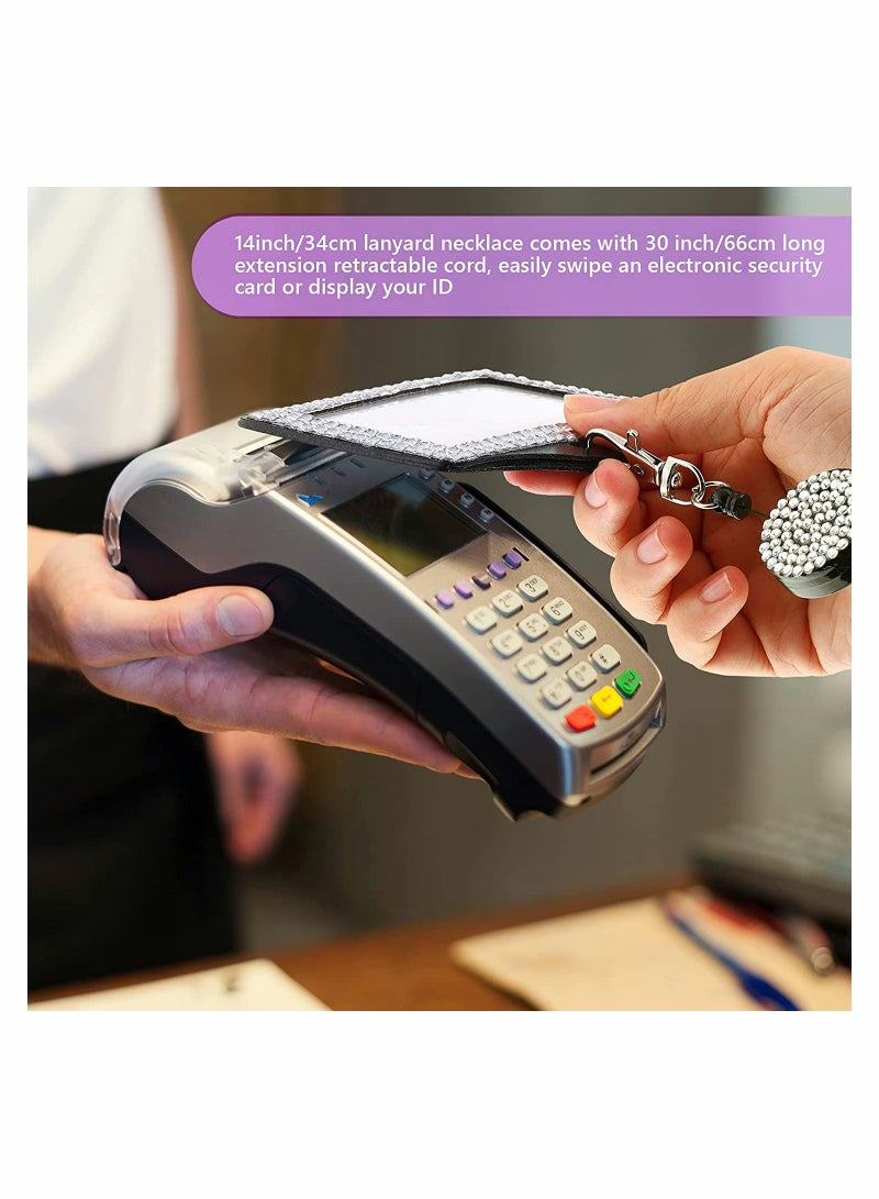 حامل بطاقة الهوية مع حزام لامع مزين بالأحجار الكريمة - مجموعة من 4 حاملي بطاقات هوية أنيقة للمعلمين والممرضين - Image 3