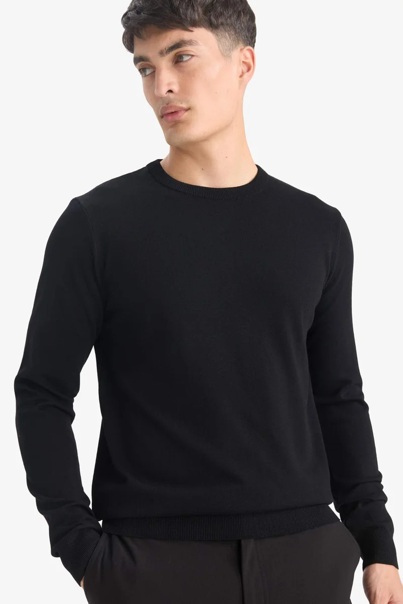 ديفاكتو Regular Fit Crew Neck Basic Premium Knit Pullover