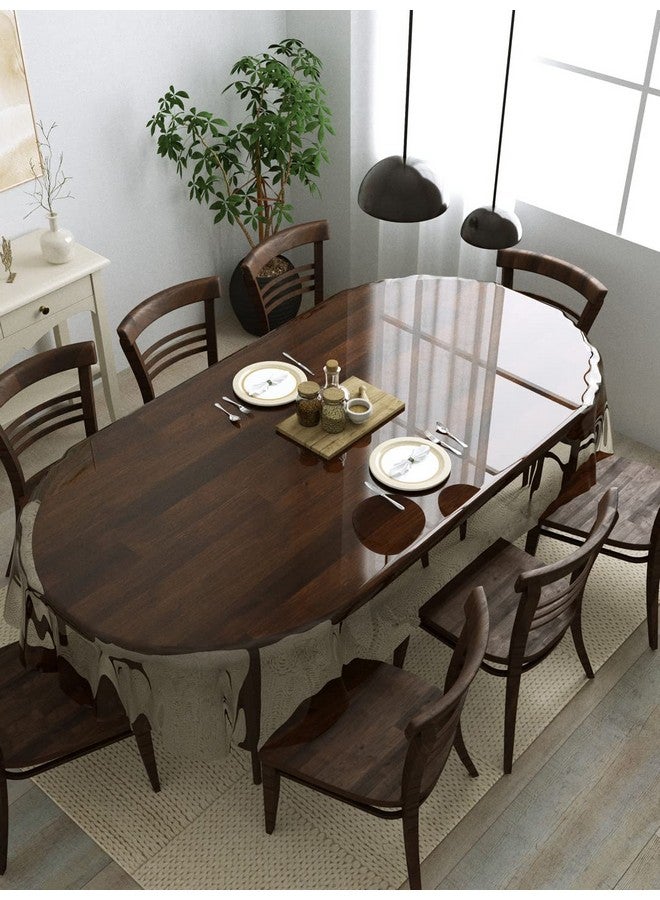 Clasiko 8 Seater Oval Dining Table Cover; 60x108 Inches; Material - PVC; Anti Slip; Without Border - Image 1