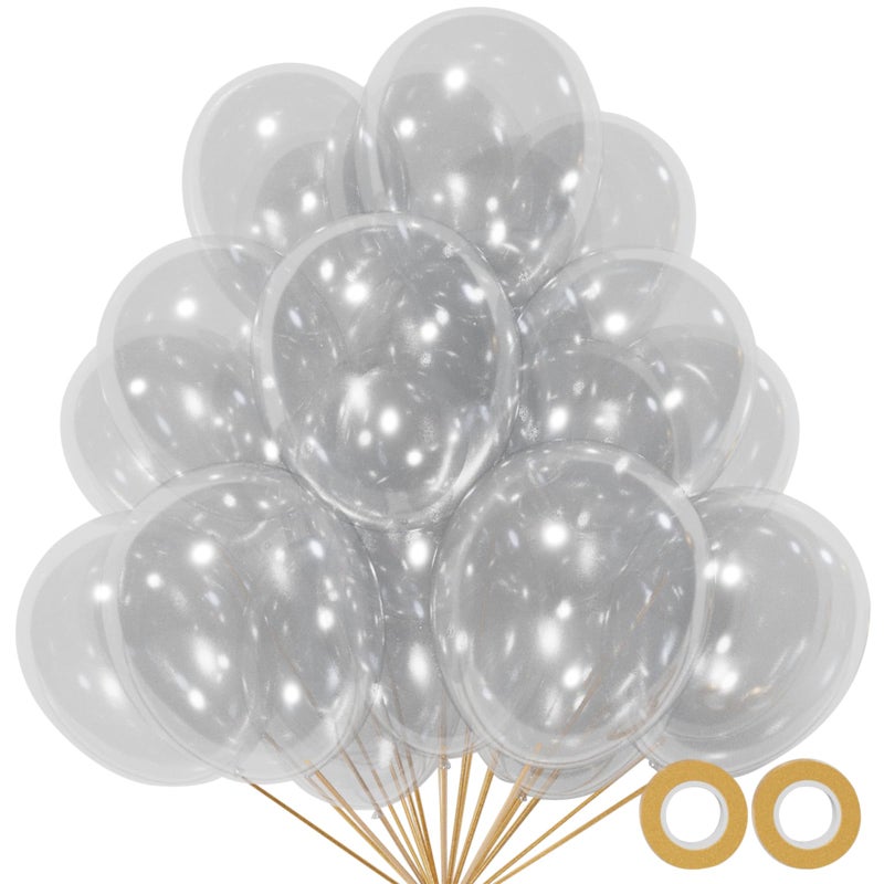 KUULBELA 110pcs Clear Balloons Clear Latex Balloons 12 inch Transparent Balloon for Birthday Party Baby Shower Weddingwith 2 Ribbons - Image 3