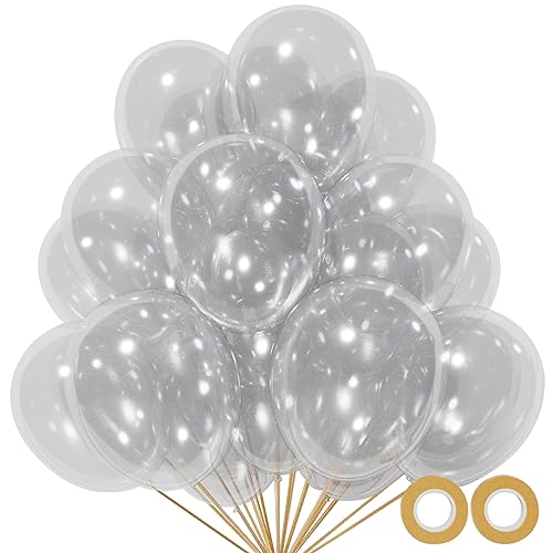 KUULBELA 110pcs Clear Balloons Clear Latex Balloons 12 inch Transparent Balloon for Birthday Party Baby Shower Weddingwith 2 Ribbons - Image 1