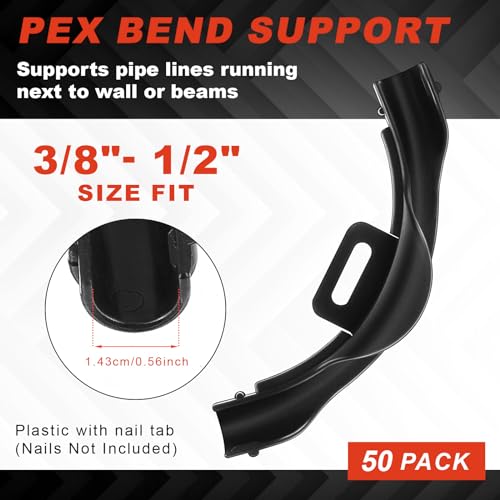 Pushglossy 50 Pcs 3/8" - 1/2" Pex 90 Degree Bend Support, Plastic 90 Degree Elbow Tubing Bend Support Black Pex Fittings Clamps Pipe Holder 1/2 Inch - Image 2
