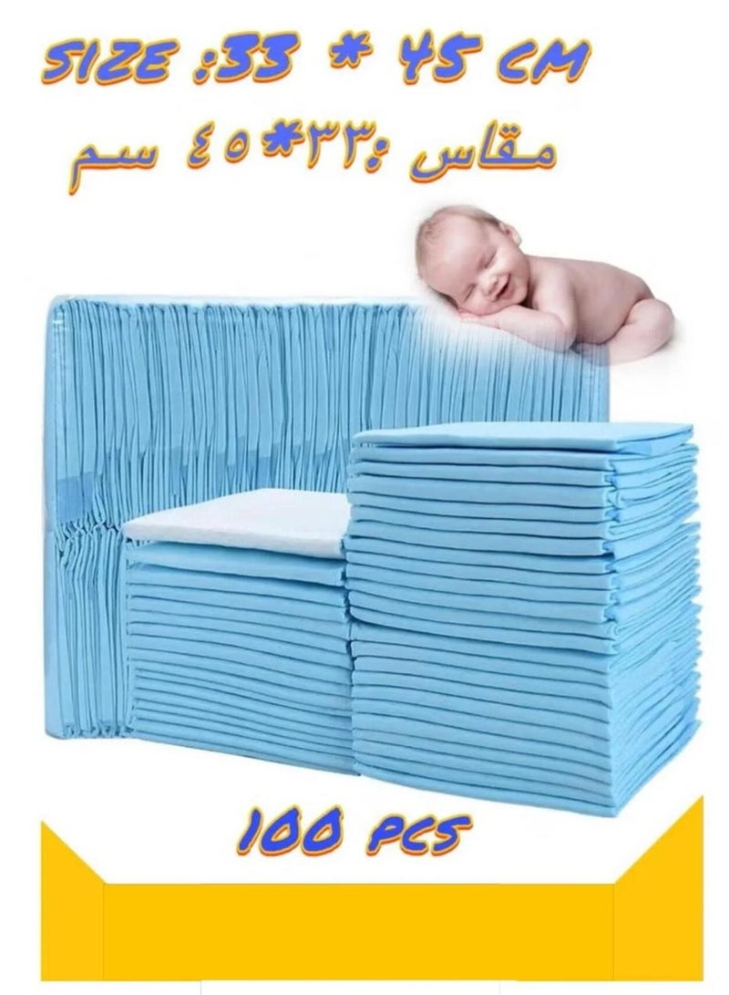 100 Pcs Disposable Changing Pad Leak-Proof Underpad Bed Table Protector Mat, Soft Non-Woven Fabric, 33x45cm - Image 1