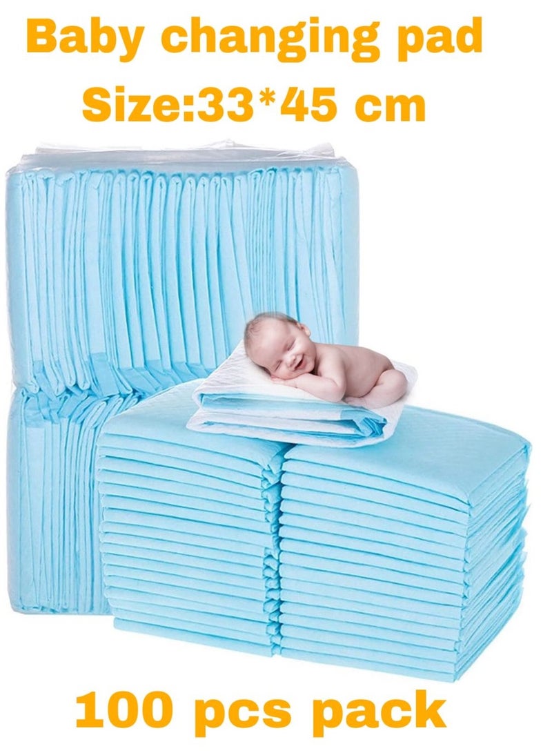 100 Pcs Disposable Changing Pad Leak-Proof Underpad Bed Table Protector Mat, Soft Non-Woven Fabric, 33x45cm - Image 1