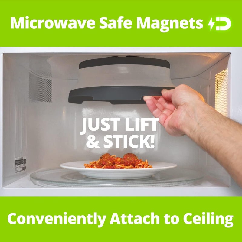 HOVER COVER Magnetic Microwave Splatter Cover, Collapsible Microwave Cover for Food - Vented & Magnetic Microwave Plate Cover, 10-inch, BPA-Free - Graphite - Image 5