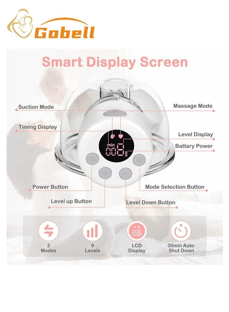 Gobell Double Breastfeeding Pump Electric , Hands Free, Pain Free, 2 Modes and 9 Levels + 30pcs Breastmilk Storage Bags - Image 3